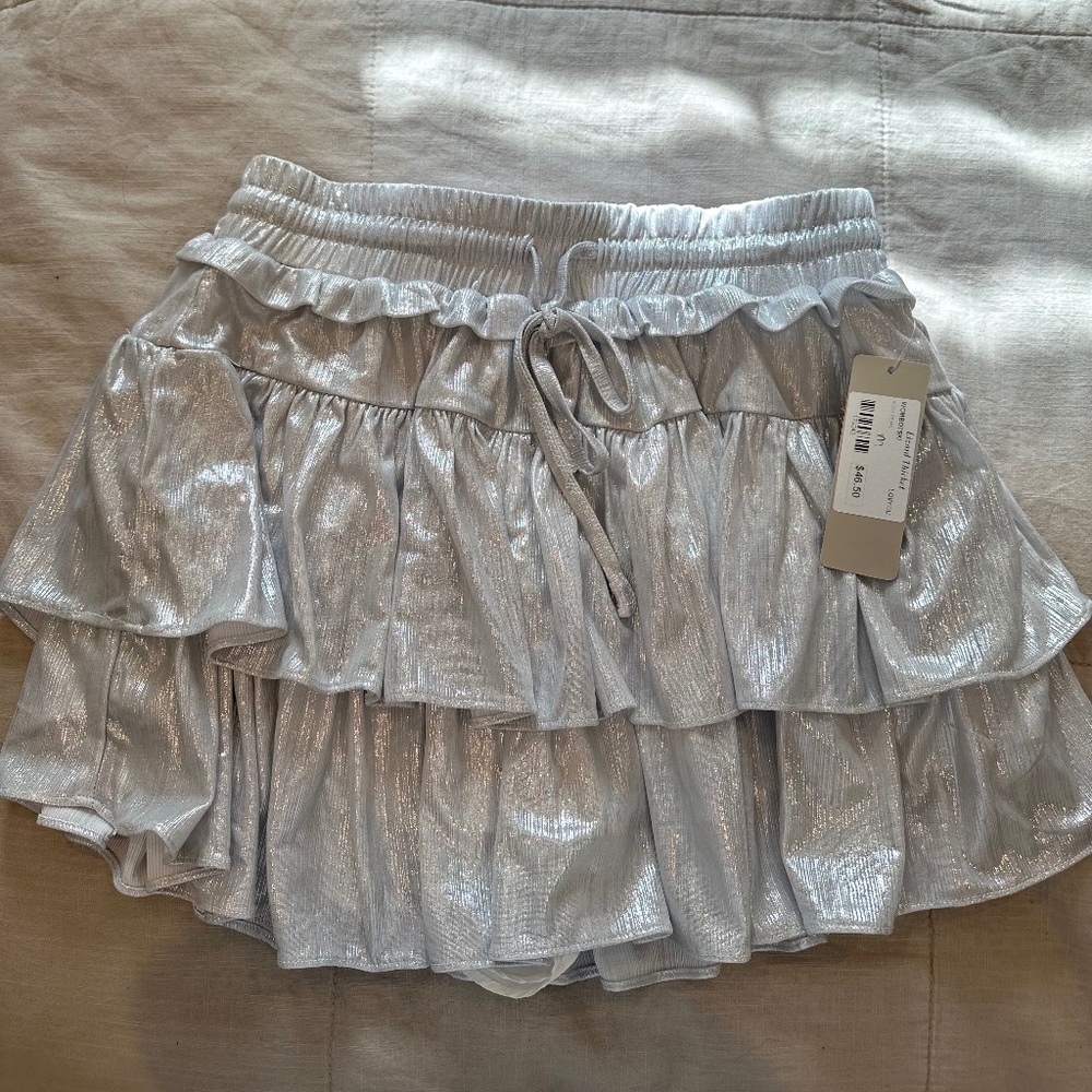 Boutique Silver Mini Skirt, NWT